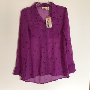 NWT Mudd Hi Low Chiffon Sheer shirt